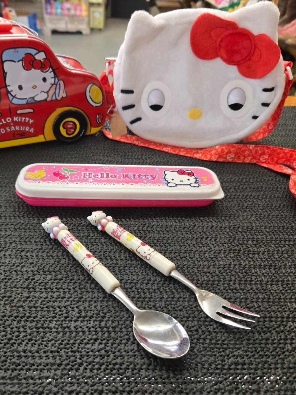 Hello Kitty Spoon Fork set with snap case set ONLY other H.K. items not included